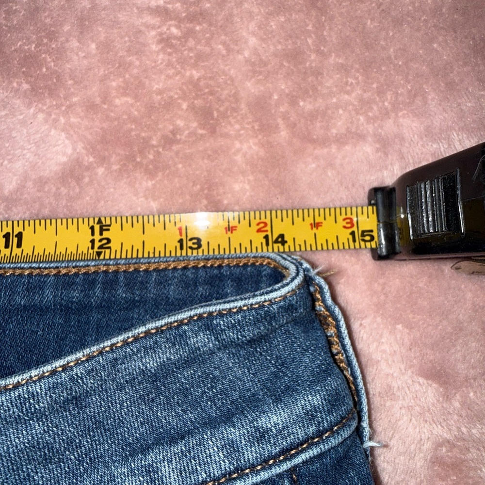 American Eagle Outfitters Distressed Dark Blue Denim Mini Skirt Size 4 - Picture 6 of 6